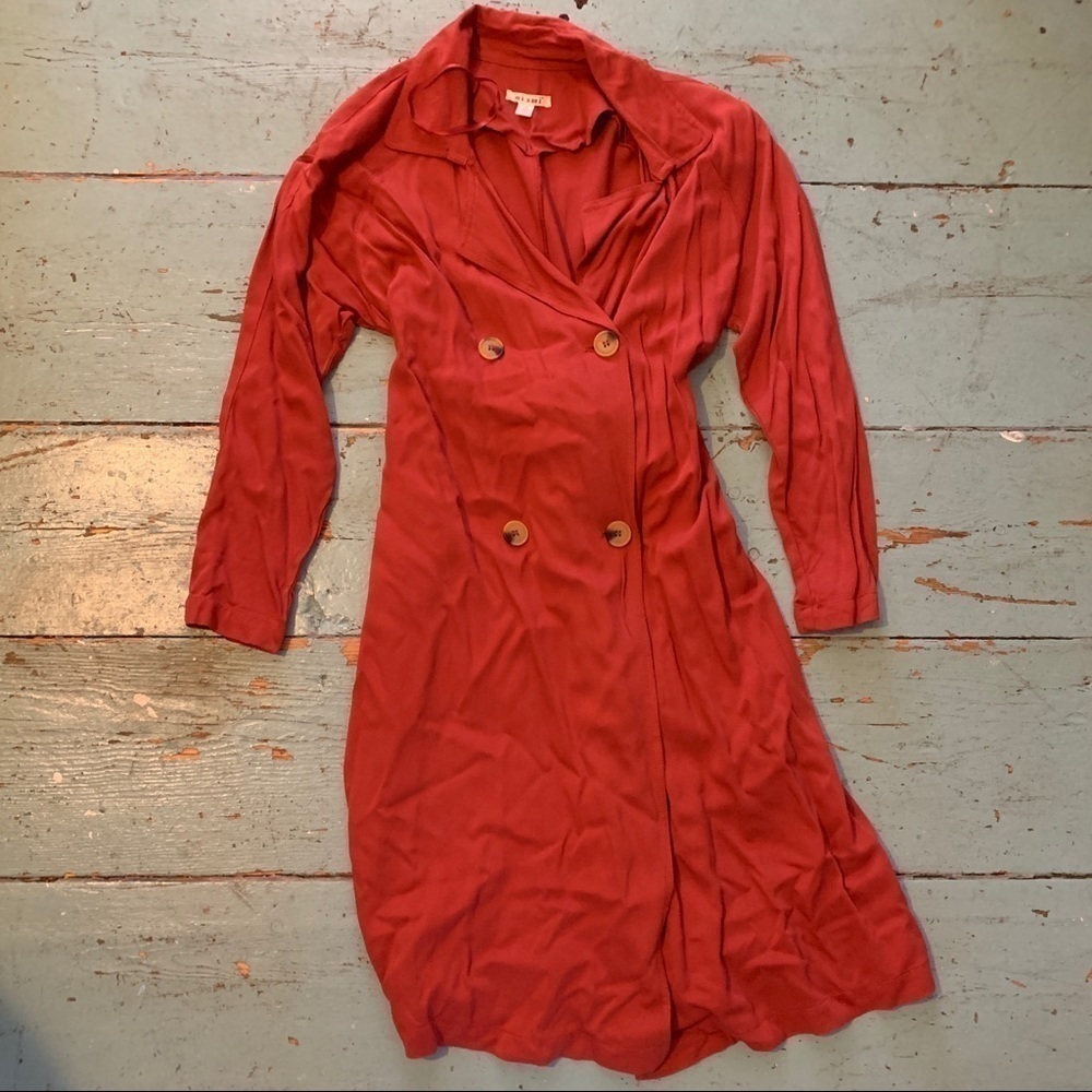 Francesca’s Burnt Orange Trench Coat - Picture 3 of 4